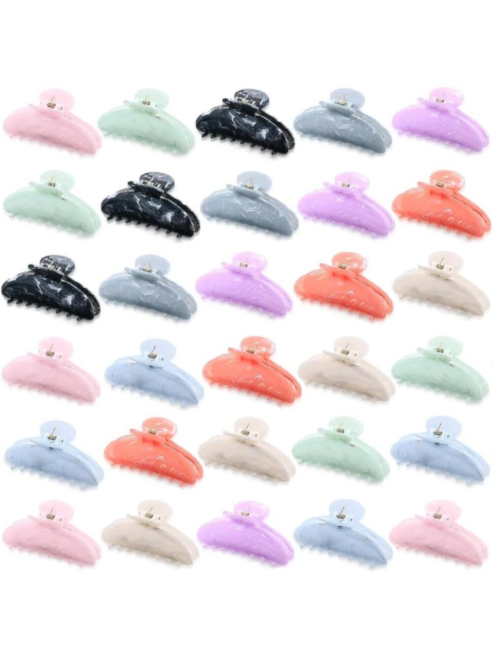 32 Large Marble Acrylic Hair Claw Clips Set for Women - Stylish & Durable